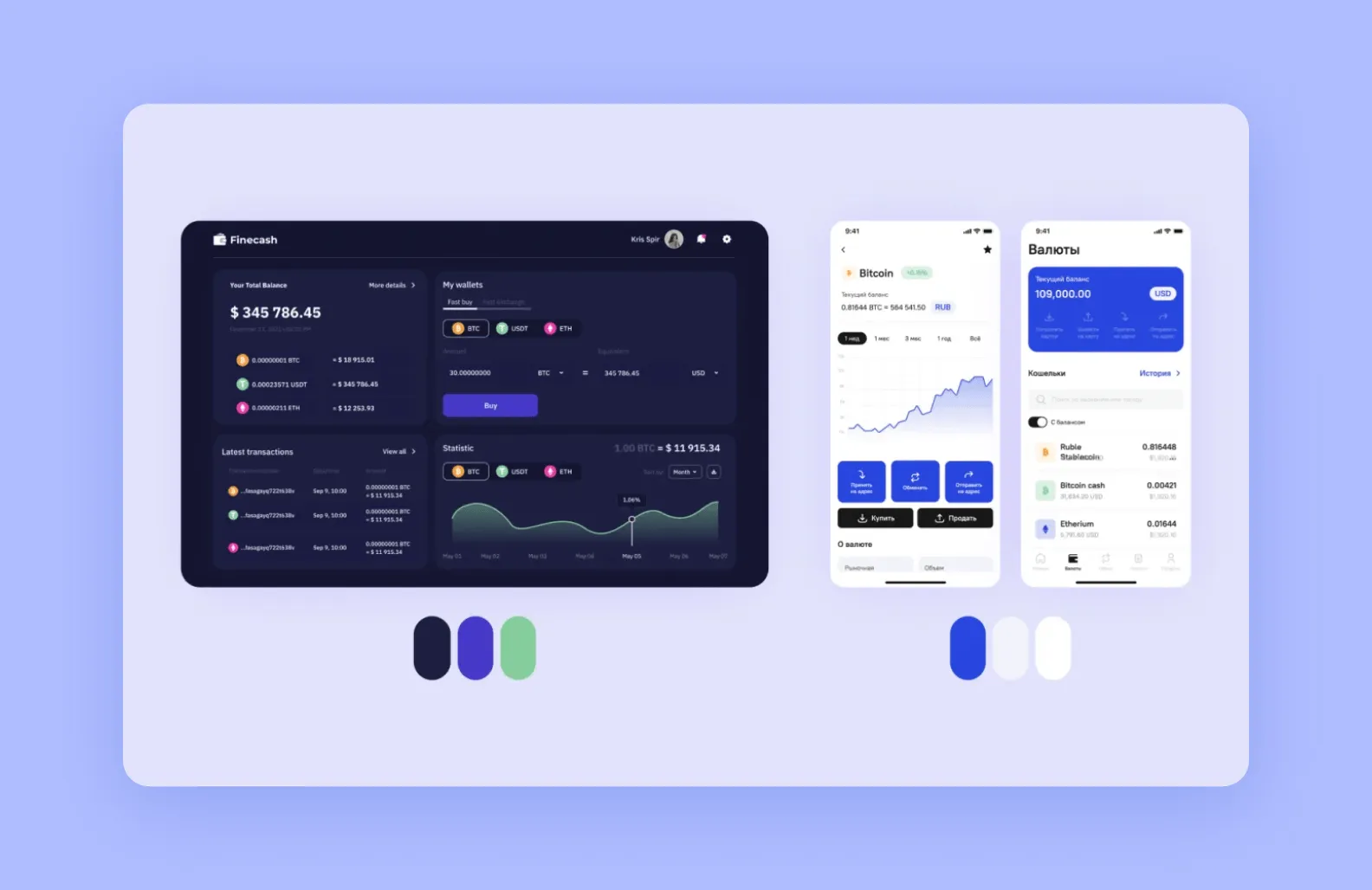  screens of Broex crypto wallet app developed by Purrweb