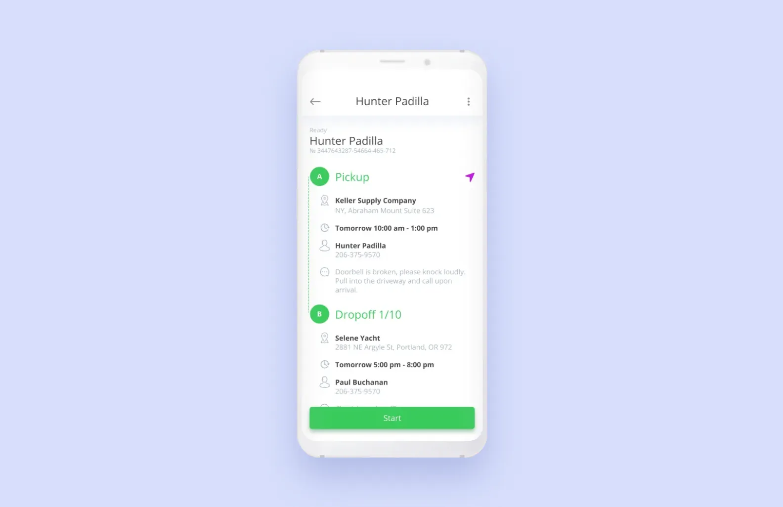 Screenshot of the interface of Cargo app
