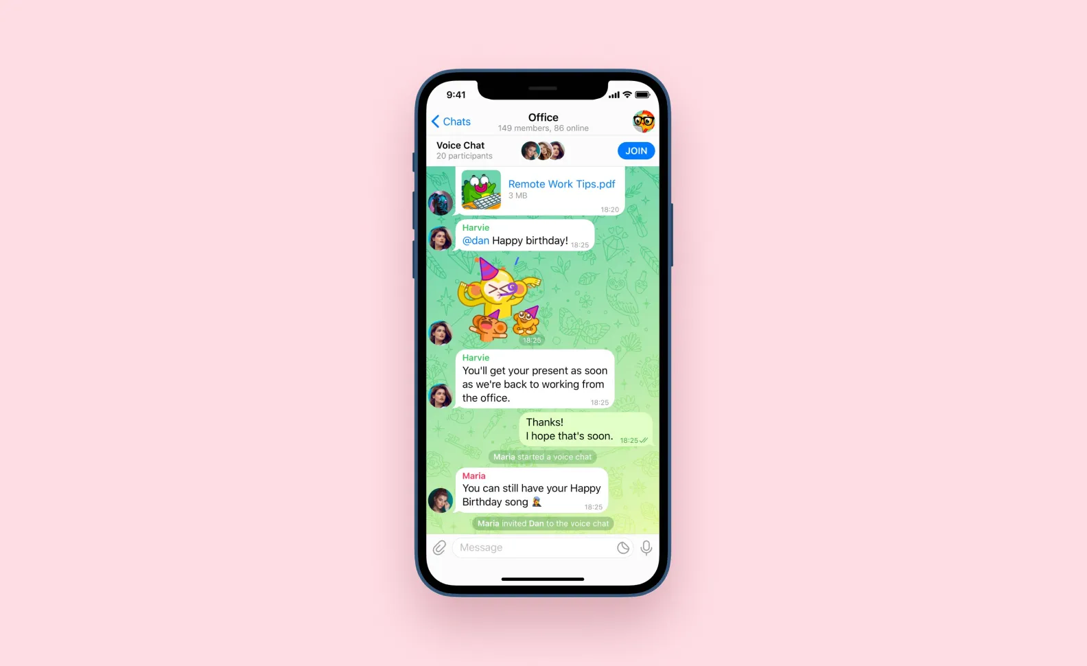 Telegram voice group chats for users