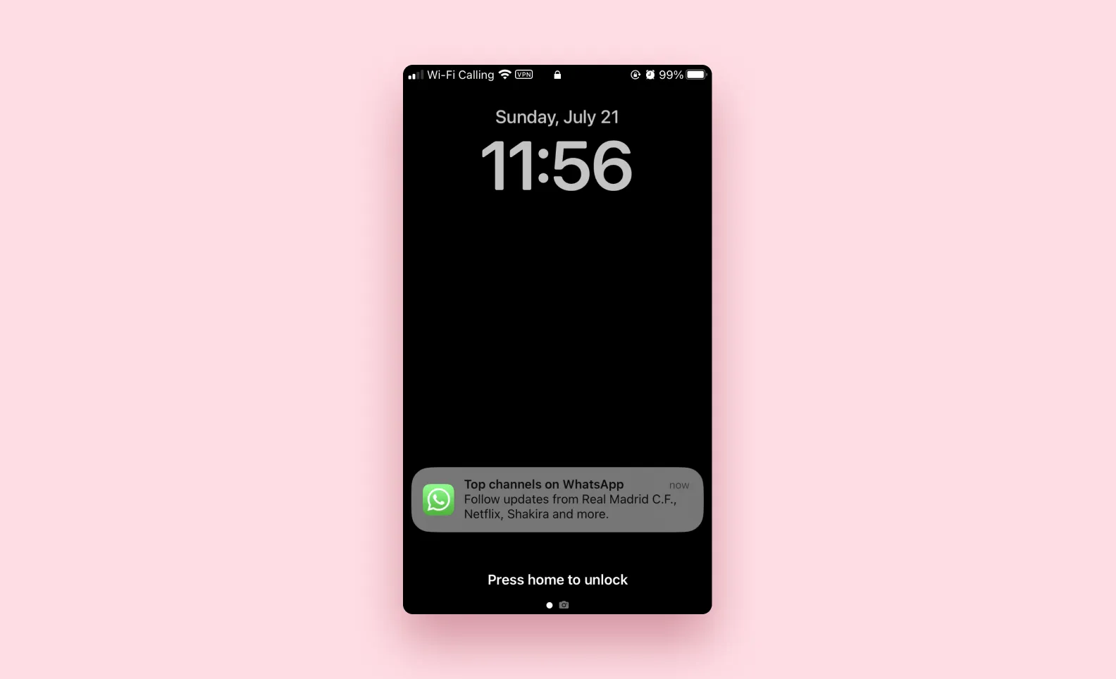 A screenshot of a push notification from WhatsApp
