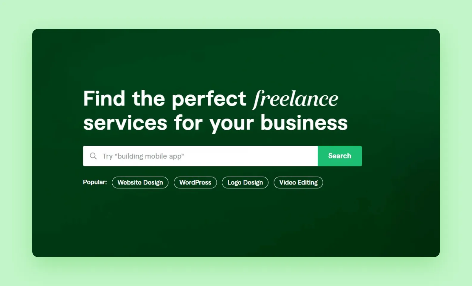 Поисковая строка в Fiverr — скриншот