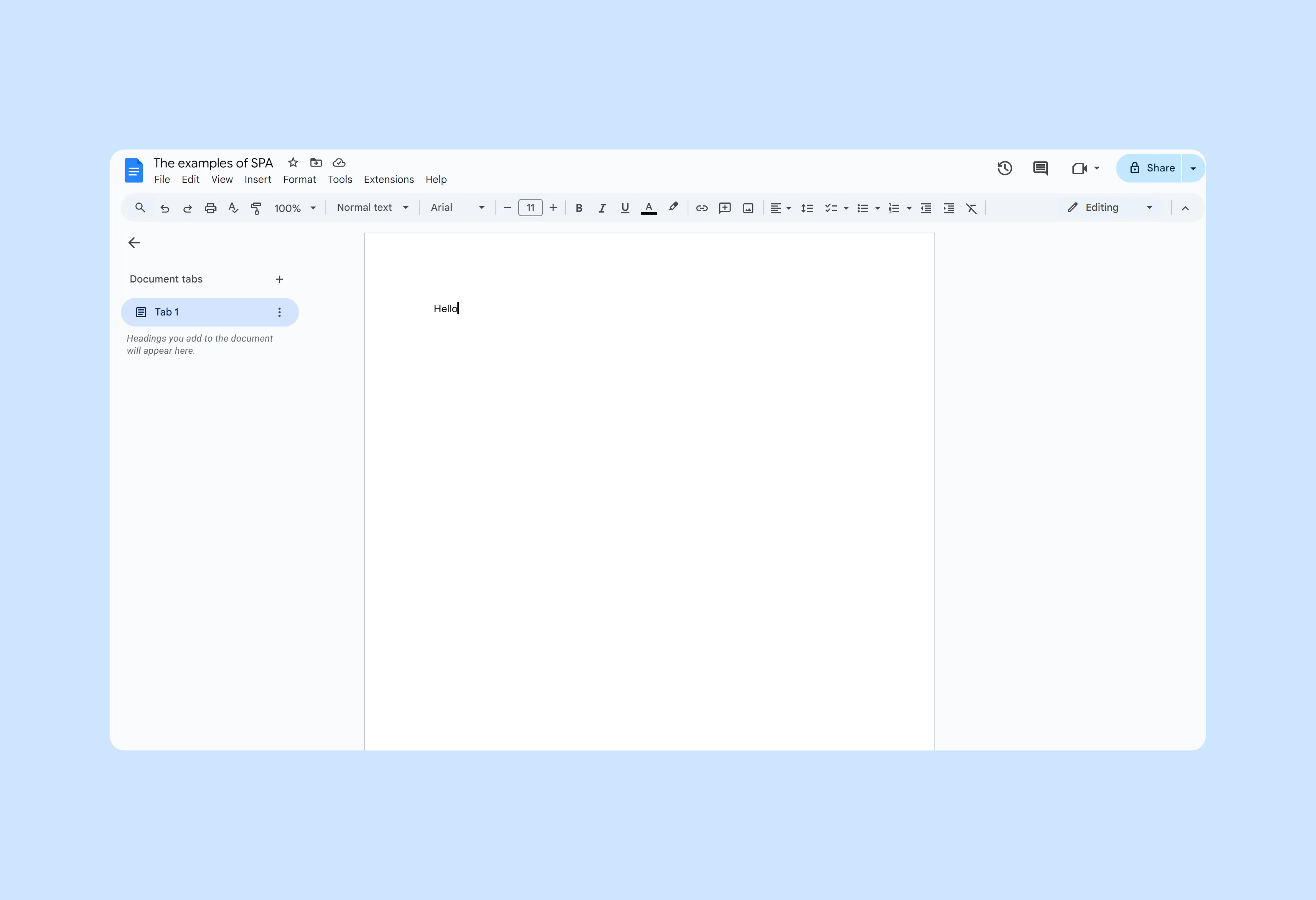 Google Docs — еще один пример SPA, которые мы используем каждый день.